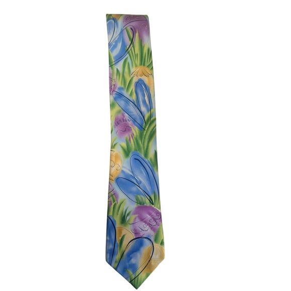 Garcia Multi print mens silk tie Can i keep him George Collection 57 Easter - Picture 2 of 8